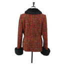 Saint Laurent Tweed Jacket Fur Multicolor Black Auth am13138V-2