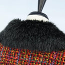 Saint Laurent Tweed Jacket Fur Multicolor Black Auth am13138V-6