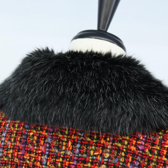Saint Laurent Tweed Jacket Fur Multicolor Black Auth am13138V