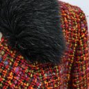 Saint Laurent Tweed Jacket Fur Multicolor Black Auth am13138V-9