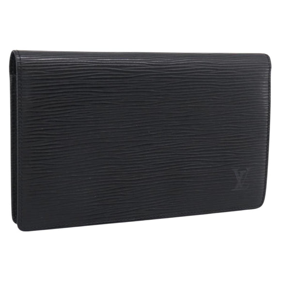 LOUIS VUITTON Epi Porte Cartes Credit Long Wallet Black M63212 LV Auth am13142A