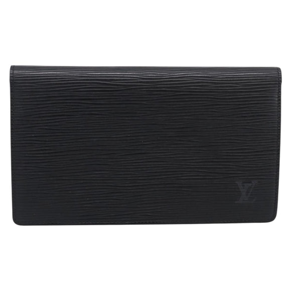 LOUIS VUITTON Epi Porte Cartes Credit Long Wallet Black M63212 LV Auth am13142A
