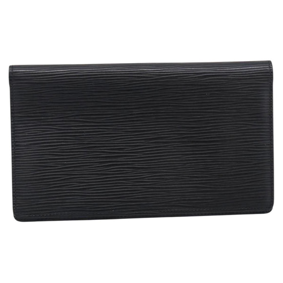 LOUIS VUITTON Epi Porte Cartes Credit Long Wallet Black M63212 LV Auth am13142A