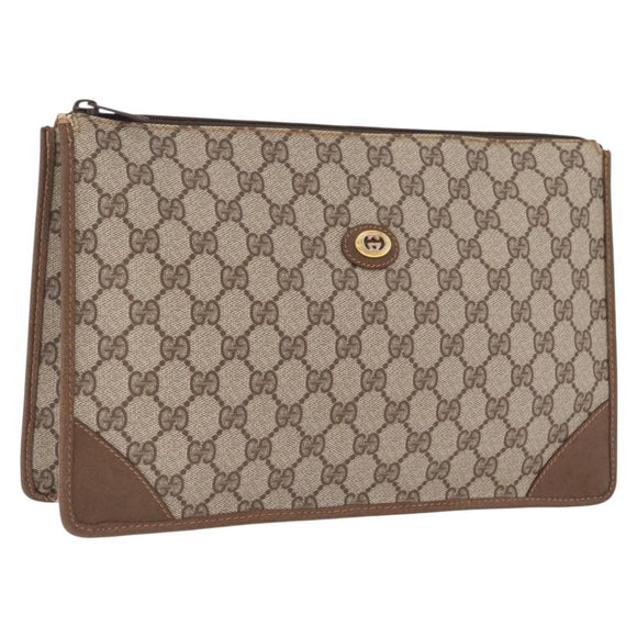GUCCI GG Supreme Clutch Bag PVC Beige 89 01 029 Auth am13143