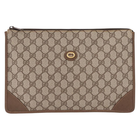 GUCCI GG Supreme Clutch Bag PVC Beige 89 01 029 Auth am13143