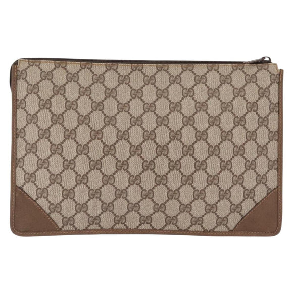 GUCCI GG Supreme Clutch Bag PVC Beige 89 01 029 Auth am13143