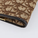 Christian Dior Trotter Canvas Clutch Bag Brown Gold Auth am13145-11