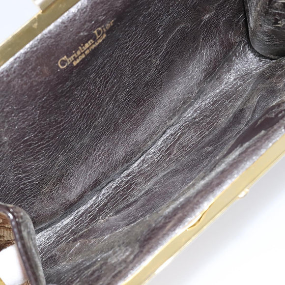 Christian Dior Trotter Canvas Clutch Bag Brown Gold Auth am13145