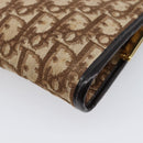 Christian Dior Trotter Canvas Clutch Bag Brown Gold Auth am13145-8