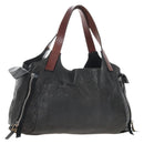 CELINE Tote Bag Leather Black Silver Auth am13149A-1