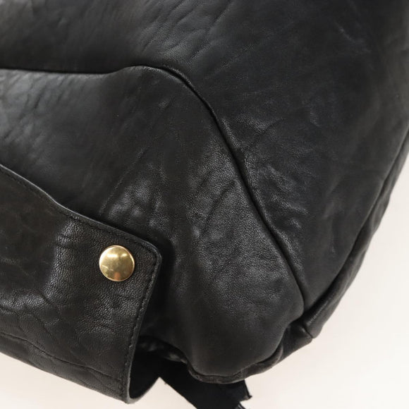 CELINE Tote Bag Leather Black Silver Auth am13149A