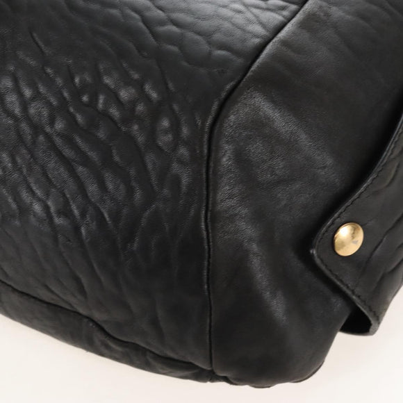 CELINE Tote Bag Leather Black Silver Auth am13149A