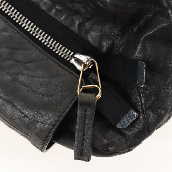 CELINE Tote Bag Leather Black Silver Auth am13149A