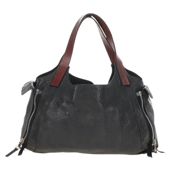 CELINE Tote Bag Leather Black Silver Auth am13149A