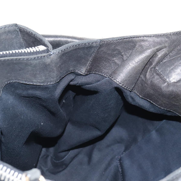 CELINE Tote Bag Leather Black Silver Auth am13149A