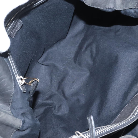 CELINE Tote Bag Leather Black Silver Auth am13149A