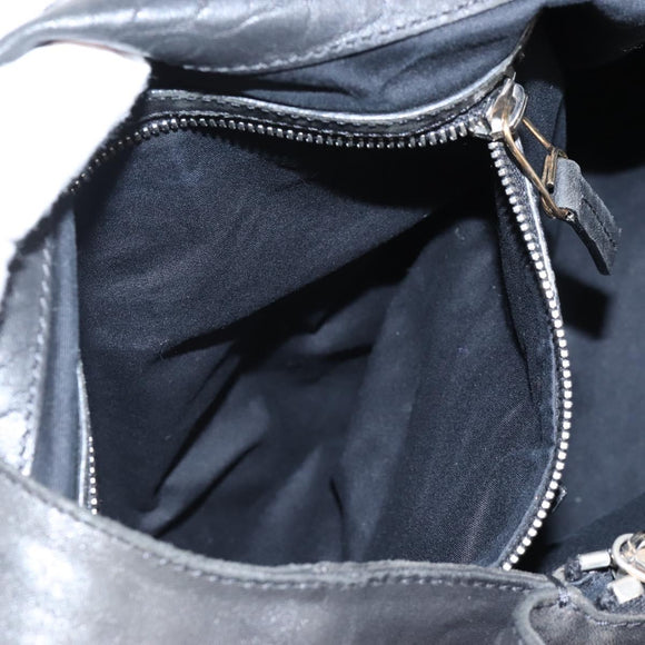 CELINE Tote Bag Leather Black Silver Auth am13149A