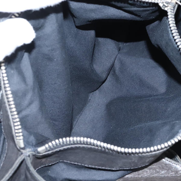 CELINE Tote Bag Leather Black Silver Auth am13149A