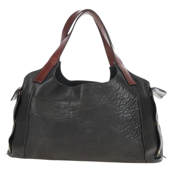 CELINE Tote Bag Leather Black Silver Auth am13149A