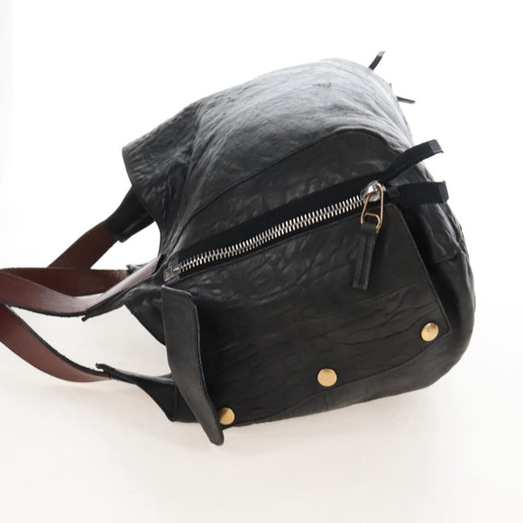 CELINE Tote Bag Leather Black Silver Auth am13149A