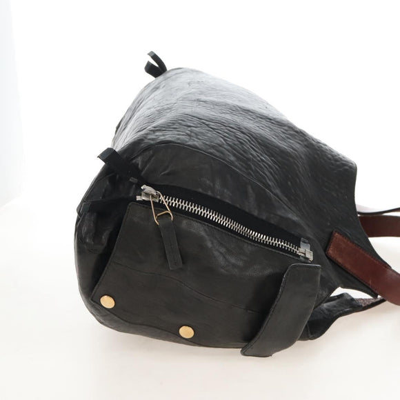 CELINE Tote Bag Leather Black Silver Auth am13149A