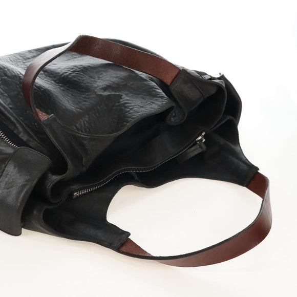 CELINE Tote Bag Leather Black Silver Auth am13149A