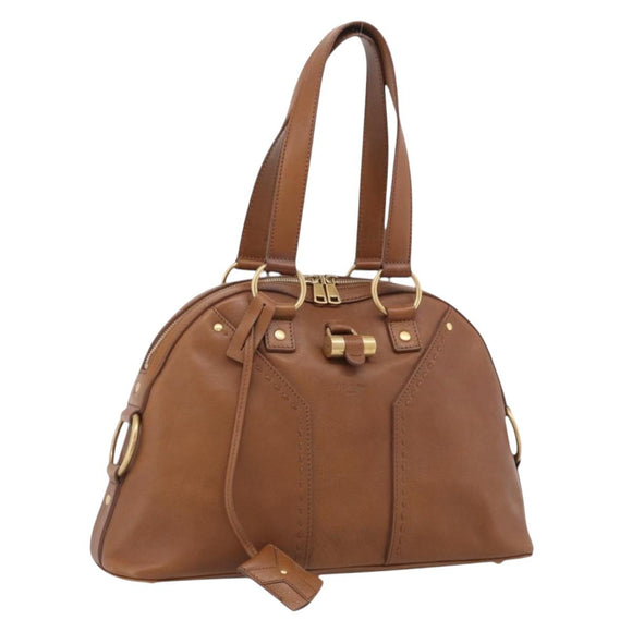 Saint Laurent Muse Hand Bag Leather Brown Gold 156465 Auth am13150V
