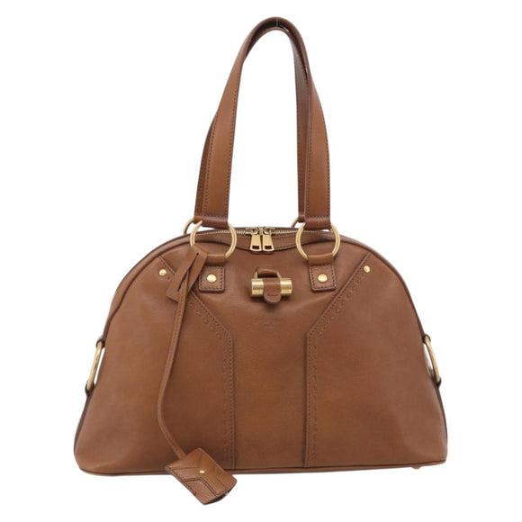 Saint Laurent Muse Hand Bag Leather Brown Gold 156465 Auth am13150V