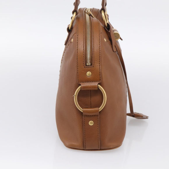 Saint Laurent Muse Hand Bag Leather Brown Gold 156465 Auth am13150V
