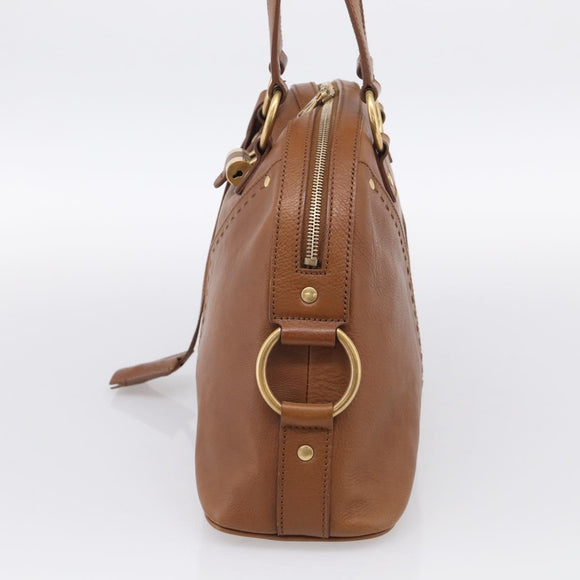 Saint Laurent Muse Hand Bag Leather Brown Gold 156465 Auth am13150V