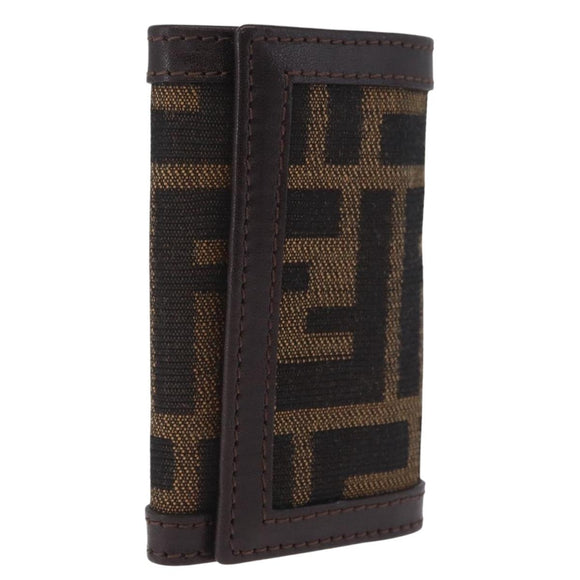 FENDI Zucca Canvas Key Case Black Brown Auth am13155V