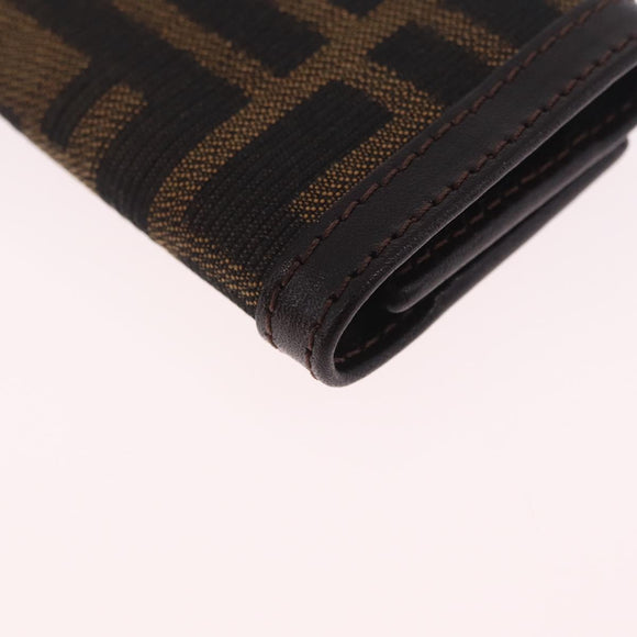 FENDI Zucca Canvas Key Case Black Brown Auth am13155V