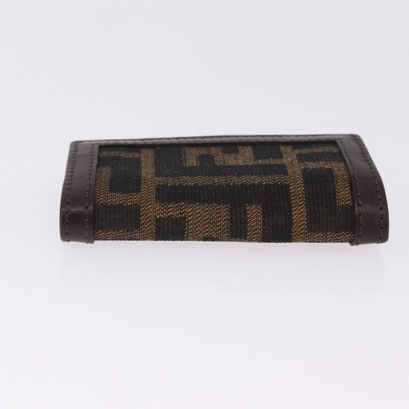 FENDI Zucca Canvas Key Case Black Brown Auth am13155V