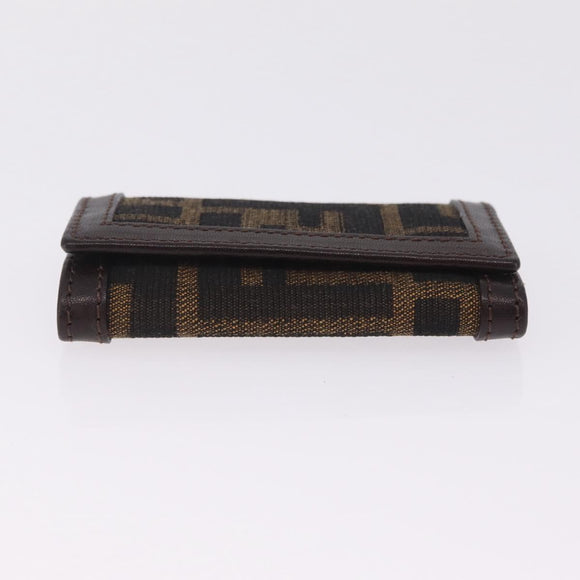 FENDI Zucca Canvas Key Case Black Brown Auth am13155V