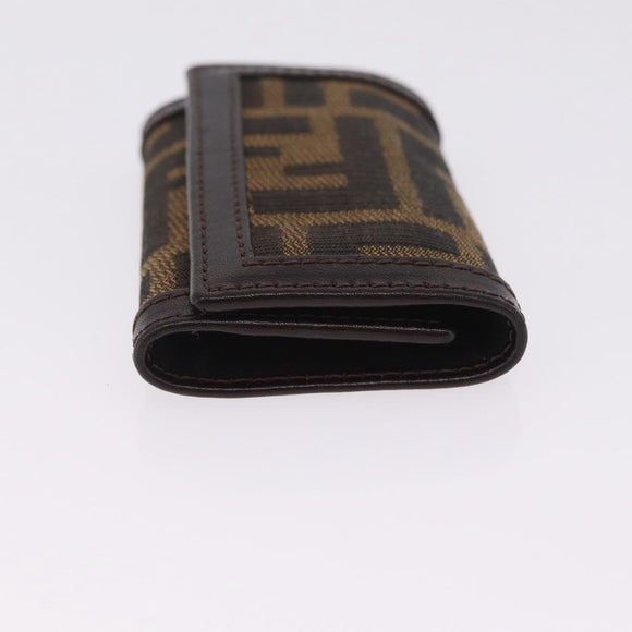 FENDI Zucca Canvas Key Case Black Brown Auth am13155V