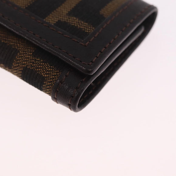 FENDI Zucca Canvas Key Case Black Brown Auth am13155V