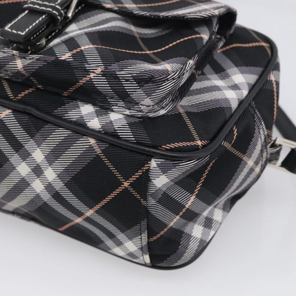 BURBERRY Nova Check Blue Label Shoulder Bag Nylon Black Silver Auth am13157V