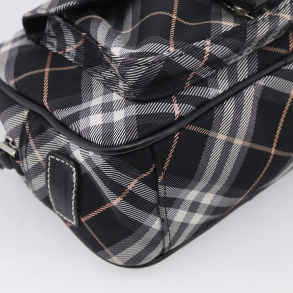 BURBERRY Nova Check Blue Label Shoulder Bag Nylon Black Silver Auth am13157V