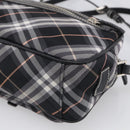 BURBERRY Nova Check Blue Label Shoulder Bag Nylon Black Silver Auth am13157V-12