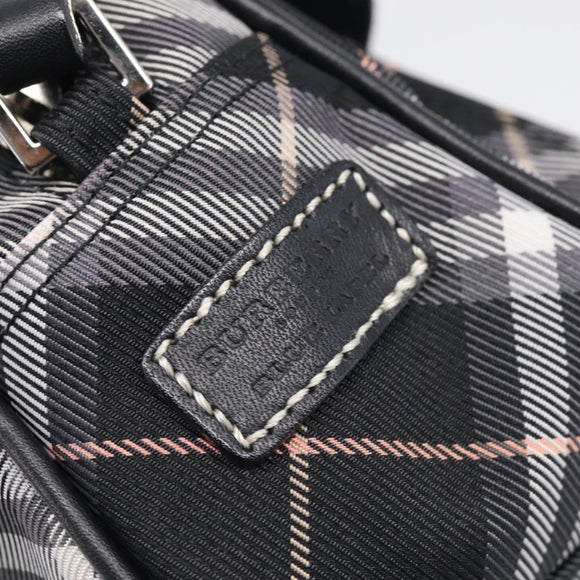BURBERRY Nova Check Blue Label Shoulder Bag Nylon Black Silver Auth am13157V