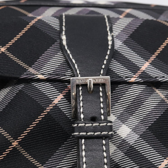 BURBERRY Nova Check Blue Label Shoulder Bag Nylon Black Silver Auth am13157V