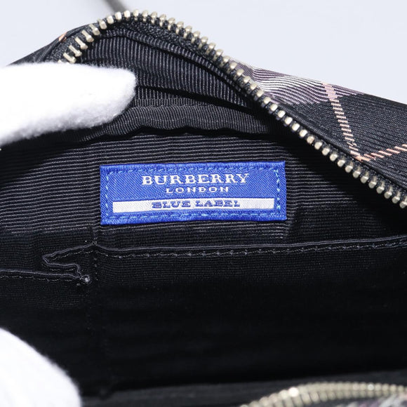 BURBERRY Nova Check Blue Label Shoulder Bag Nylon Black Silver Auth am13157V
