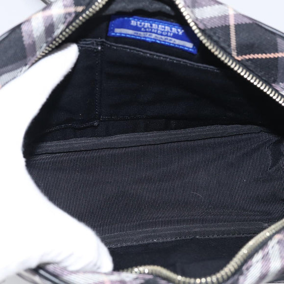BURBERRY Nova Check Blue Label Shoulder Bag Nylon Black Silver Auth am13157V