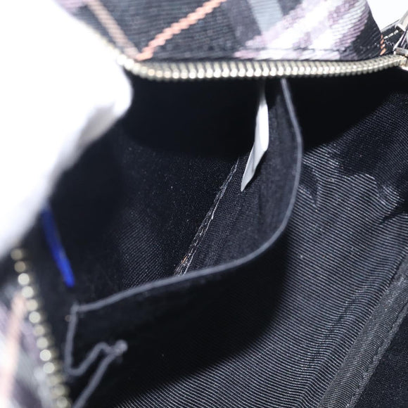 BURBERRY Nova Check Blue Label Shoulder Bag Nylon Black Silver Auth am13157V