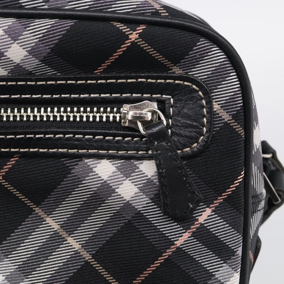 BURBERRY Nova Check Blue Label Shoulder Bag Nylon Black Silver Auth am13157V