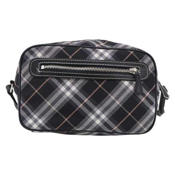 BURBERRY Nova Check Blue Label Shoulder Bag Nylon Black Silver Auth am13157V