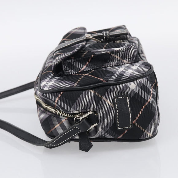 BURBERRY Nova Check Blue Label Shoulder Bag Nylon Black Silver Auth am13157V