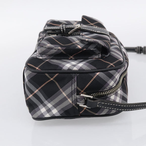 BURBERRY Nova Check Blue Label Shoulder Bag Nylon Black Silver Auth am13157V