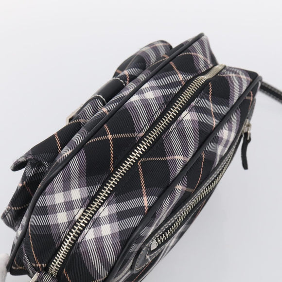 BURBERRY Nova Check Blue Label Shoulder Bag Nylon Black Silver Auth am13157V