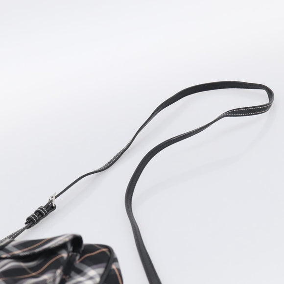 BURBERRY Nova Check Blue Label Shoulder Bag Nylon Black Silver Auth am13157V